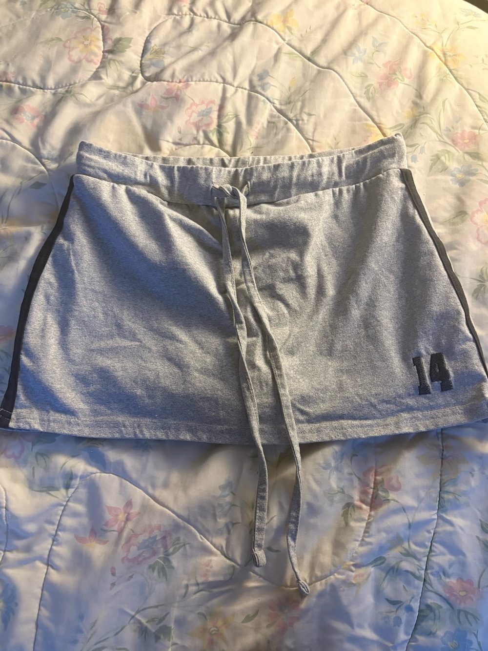 Daisy Gray Drawstring Skort with Side Stripe and '14' Detail